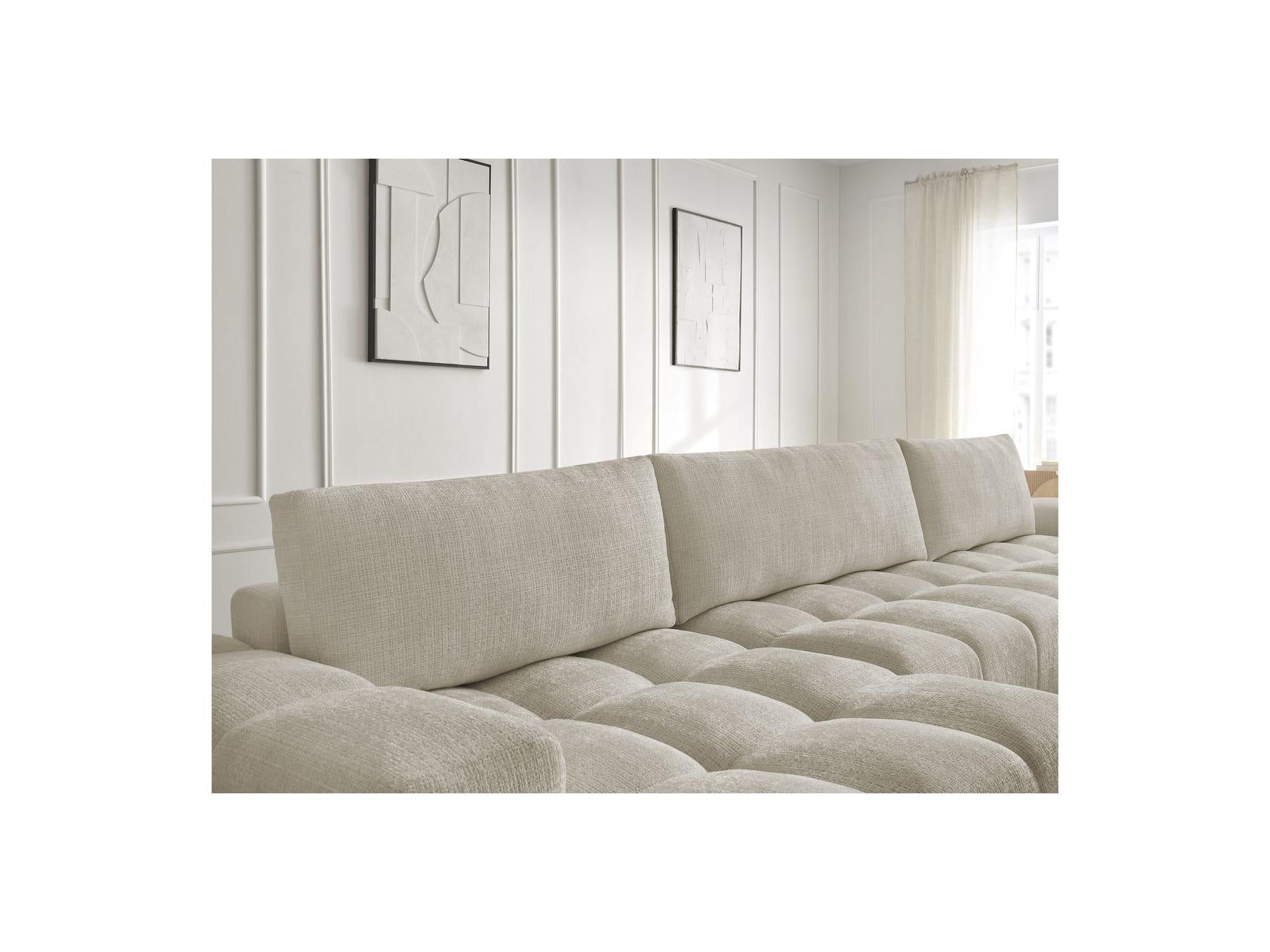 Anakin - Canapé Panoramique Convertible Coffre - Tissu Texturé - 3 Coussins