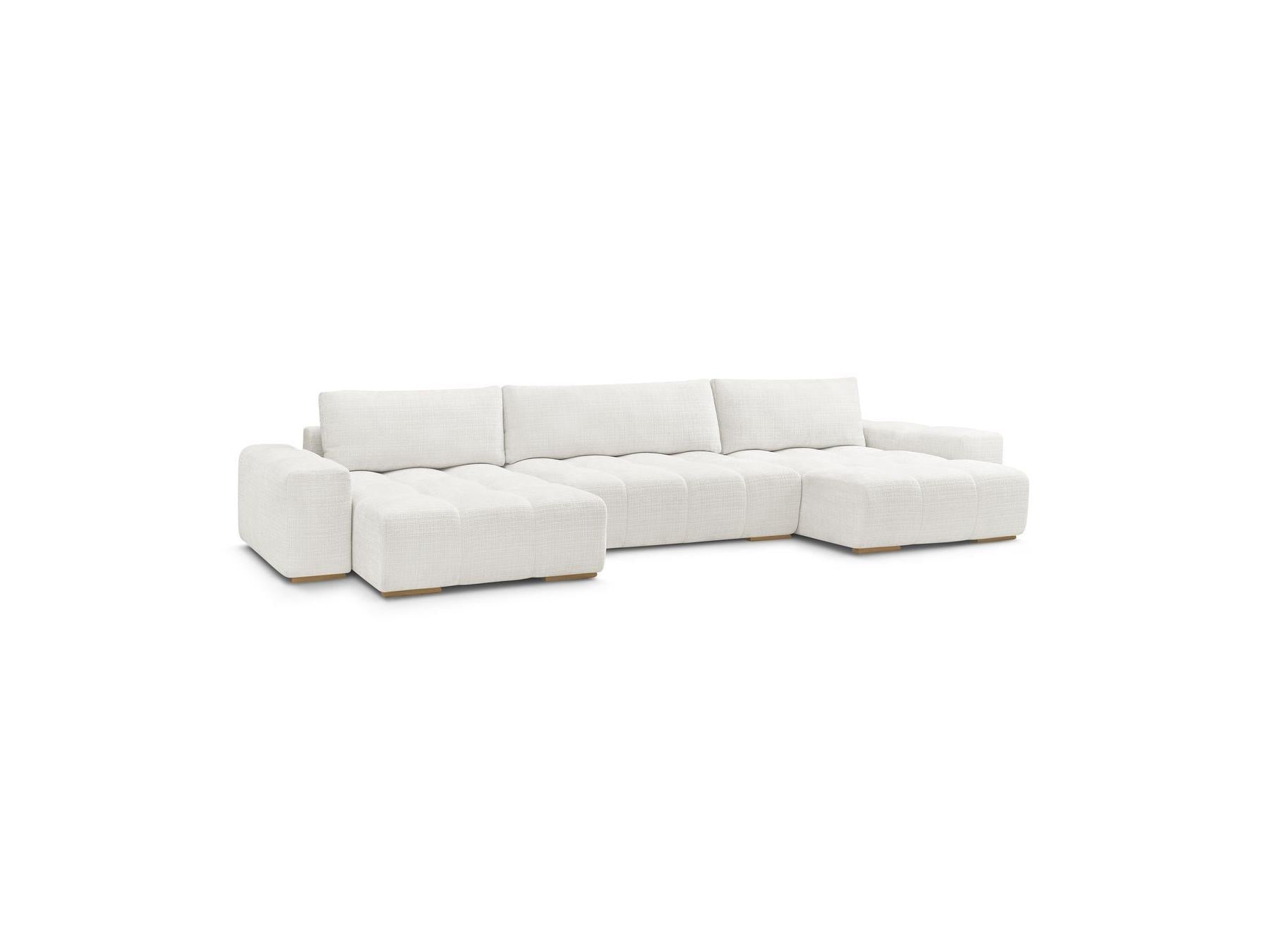 Anakin - Canapé Panoramique Convertible Coffre - Tissu Texturé - 3 Coussins