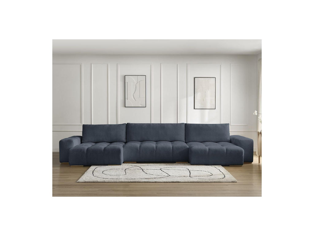 Anakin - Canapé Panoramique Convertible Coffre - Tissu Texturé - 3 Coussins
