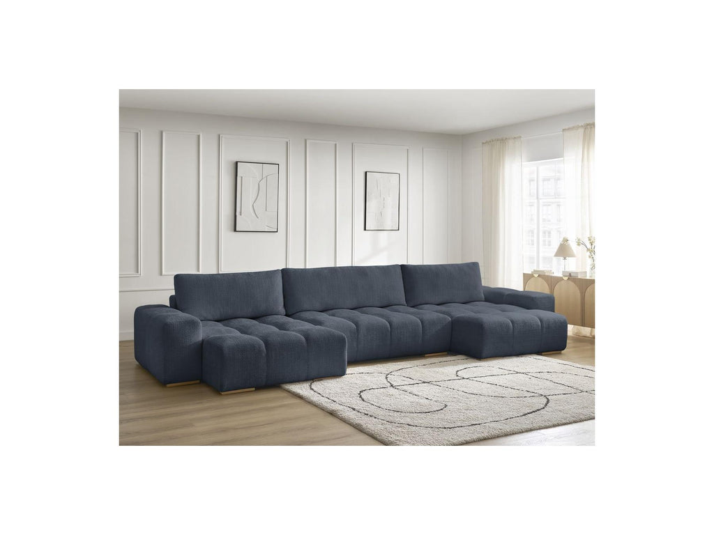 Anakin - Canapé Panoramique Convertible Coffre - Tissu Texturé - 3 Coussins