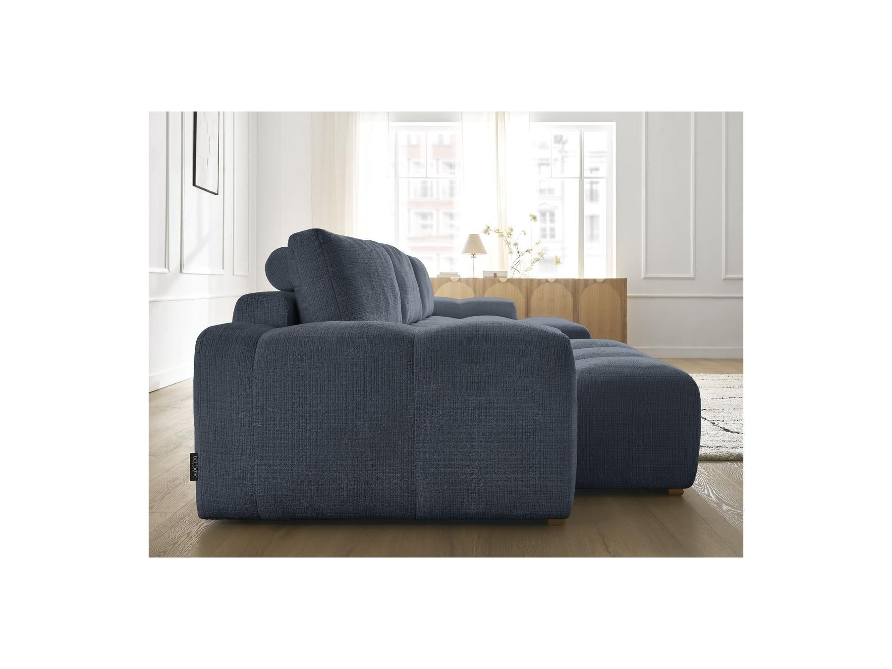 Anakin - Canapé Panoramique Convertible Coffre - Tissu Texturé - 3 Coussins