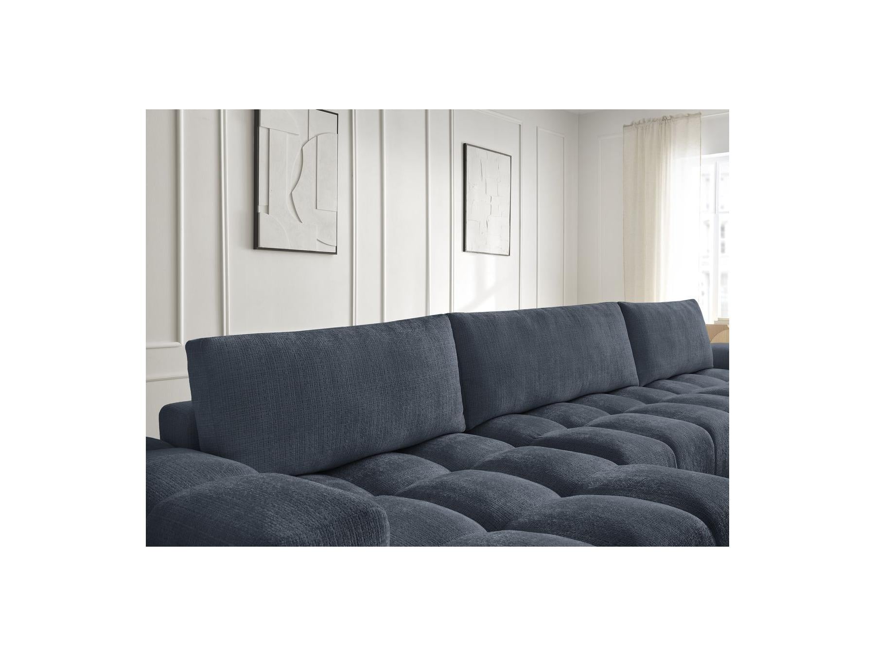 Anakin - Canapé Panoramique Convertible Coffre - Tissu Texturé - 3 Coussins