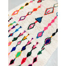 Tapis Berbère Marocain Azilal - Ecru À Motifs Colorés