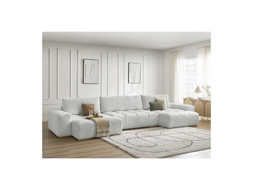 Anakin - Canapé Panoramique Convertible Coffre - Tissu Texturé - 3 Coussins