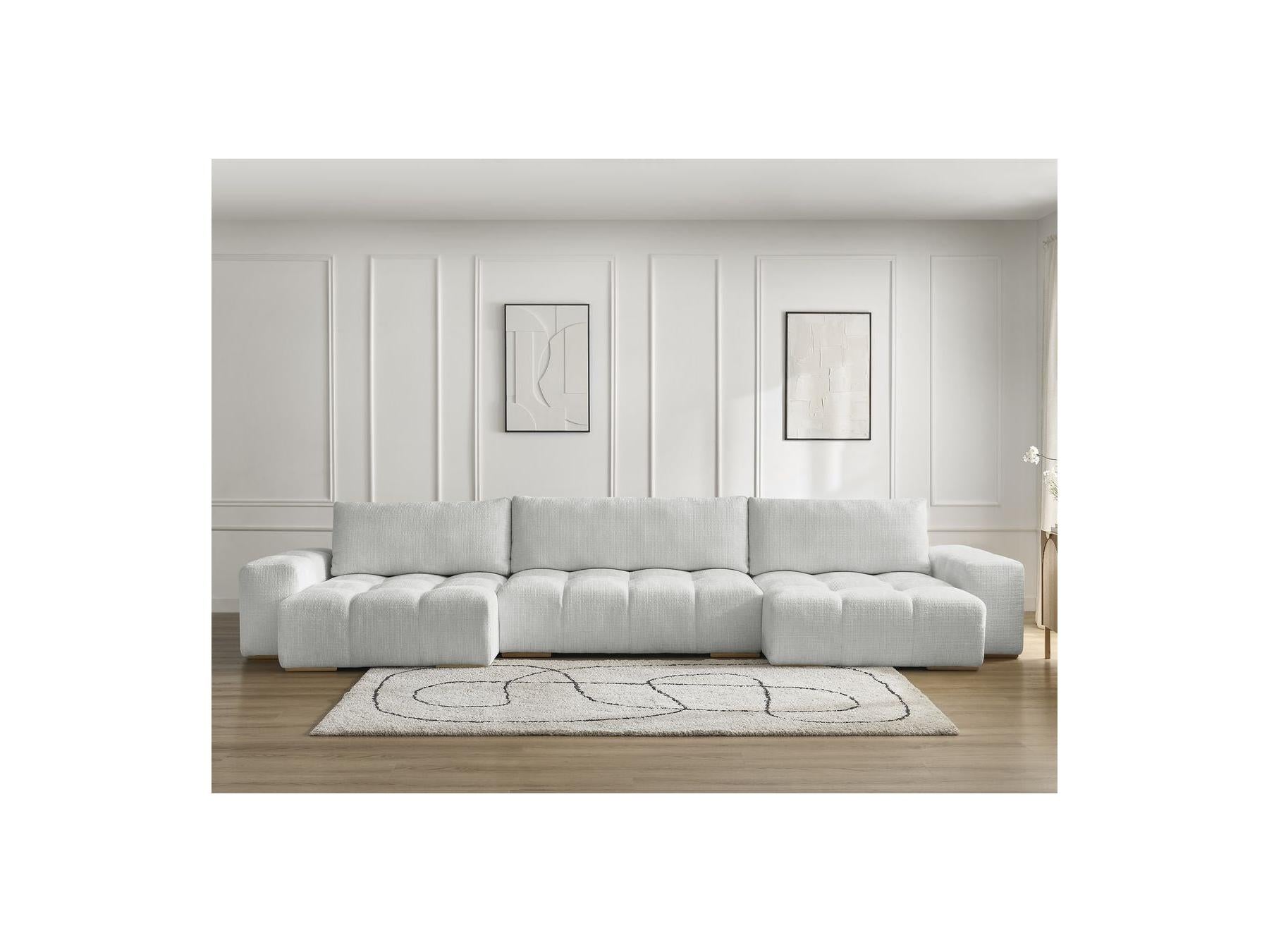 Anakin - Canapé Panoramique Convertible Coffre - Tissu Texturé - 3 Coussins