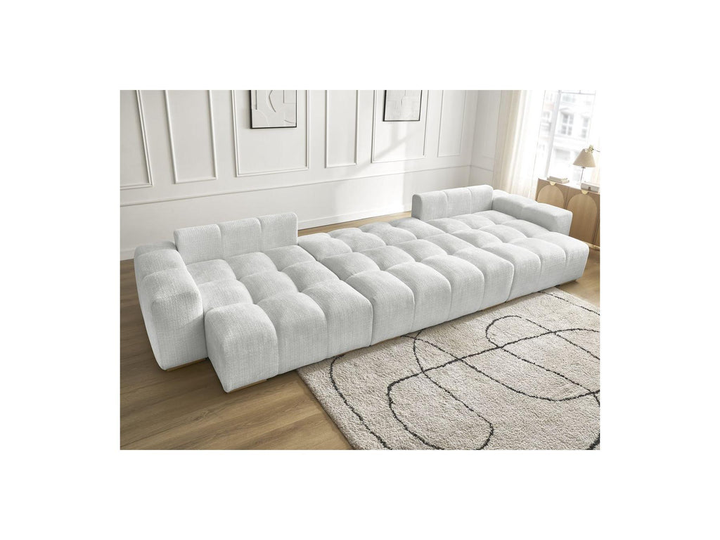 Anakin - Canapé Panoramique Convertible Coffre - Tissu Texturé - 3 Coussins