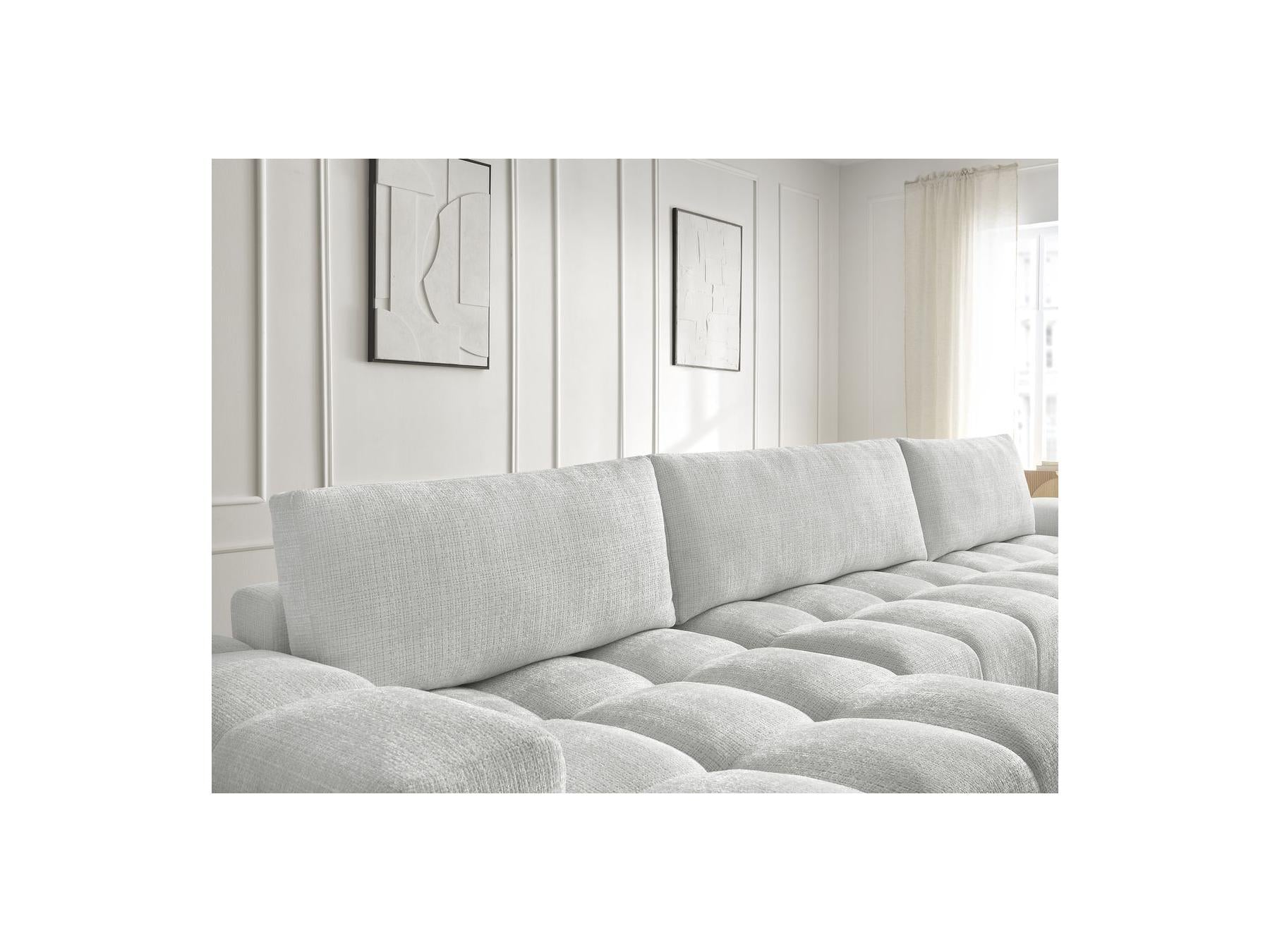Anakin - Canapé Panoramique Convertible Coffre - Tissu Texturé - 3 Coussins