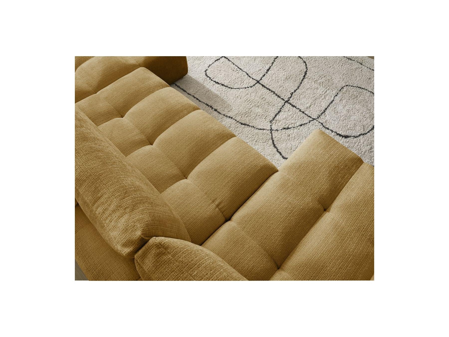 Anakin - Canapé Panoramique Convertible Coffre - Tissu Texturé - 3 Coussins