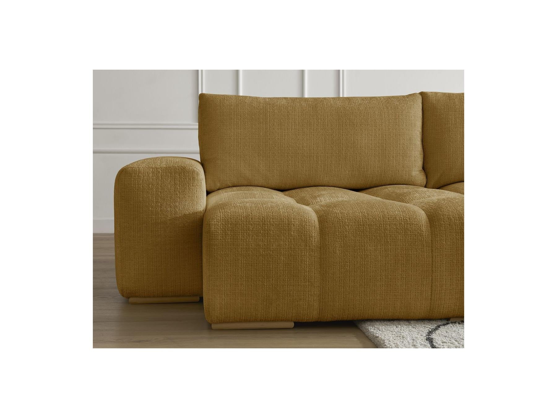 Anakin - Canapé Panoramique Convertible Coffre - Tissu Texturé - 3 Coussins