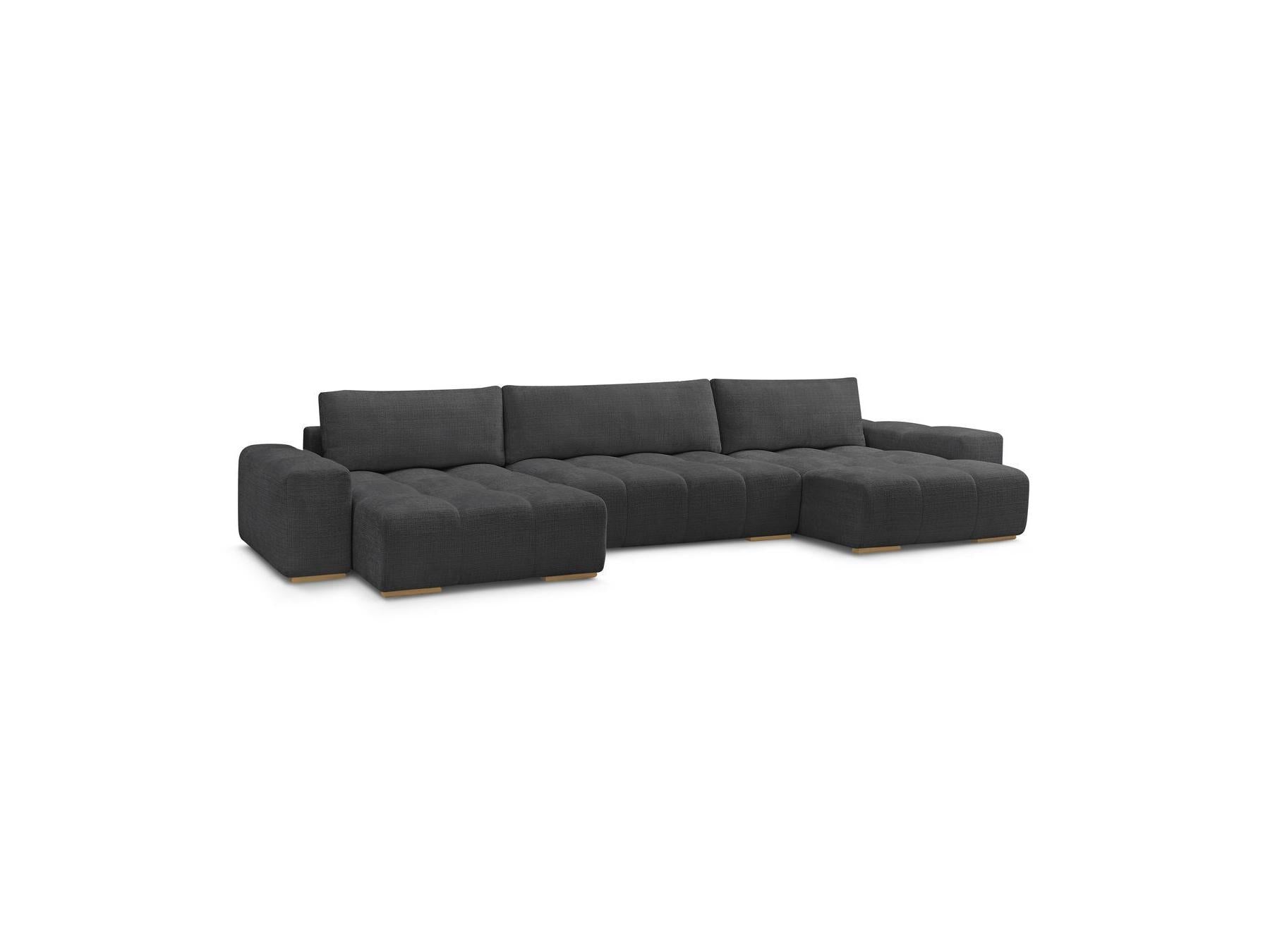 Anakin - Canapé Panoramique Convertible Coffre - Tissu Texturé - 3 Coussins