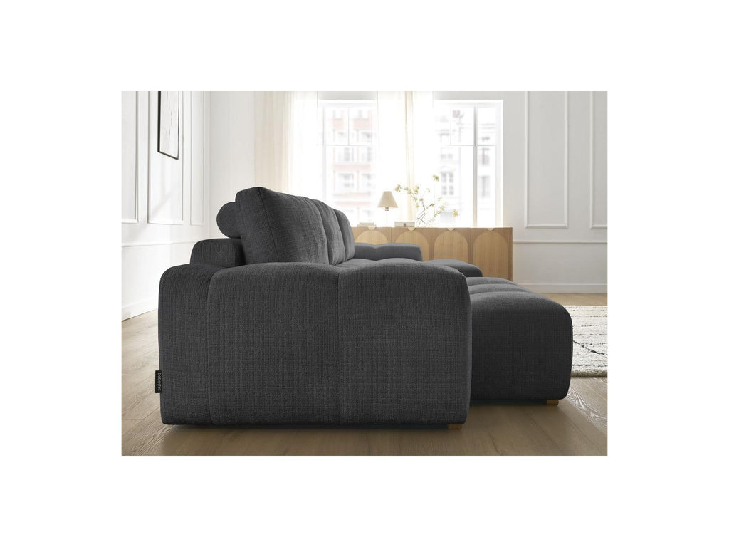 Anakin - Canapé Panoramique Convertible Coffre - Tissu Texturé - 3 Coussins