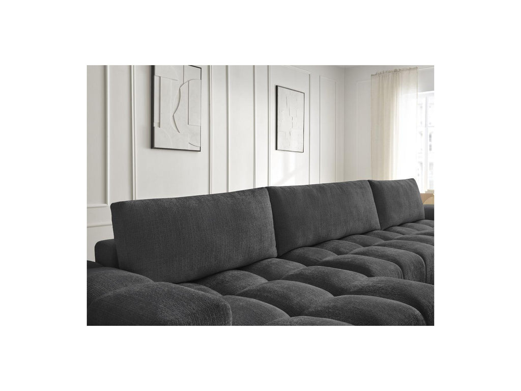 Anakin - Canapé Panoramique Convertible Coffre - Tissu Texturé - 3 Coussins
