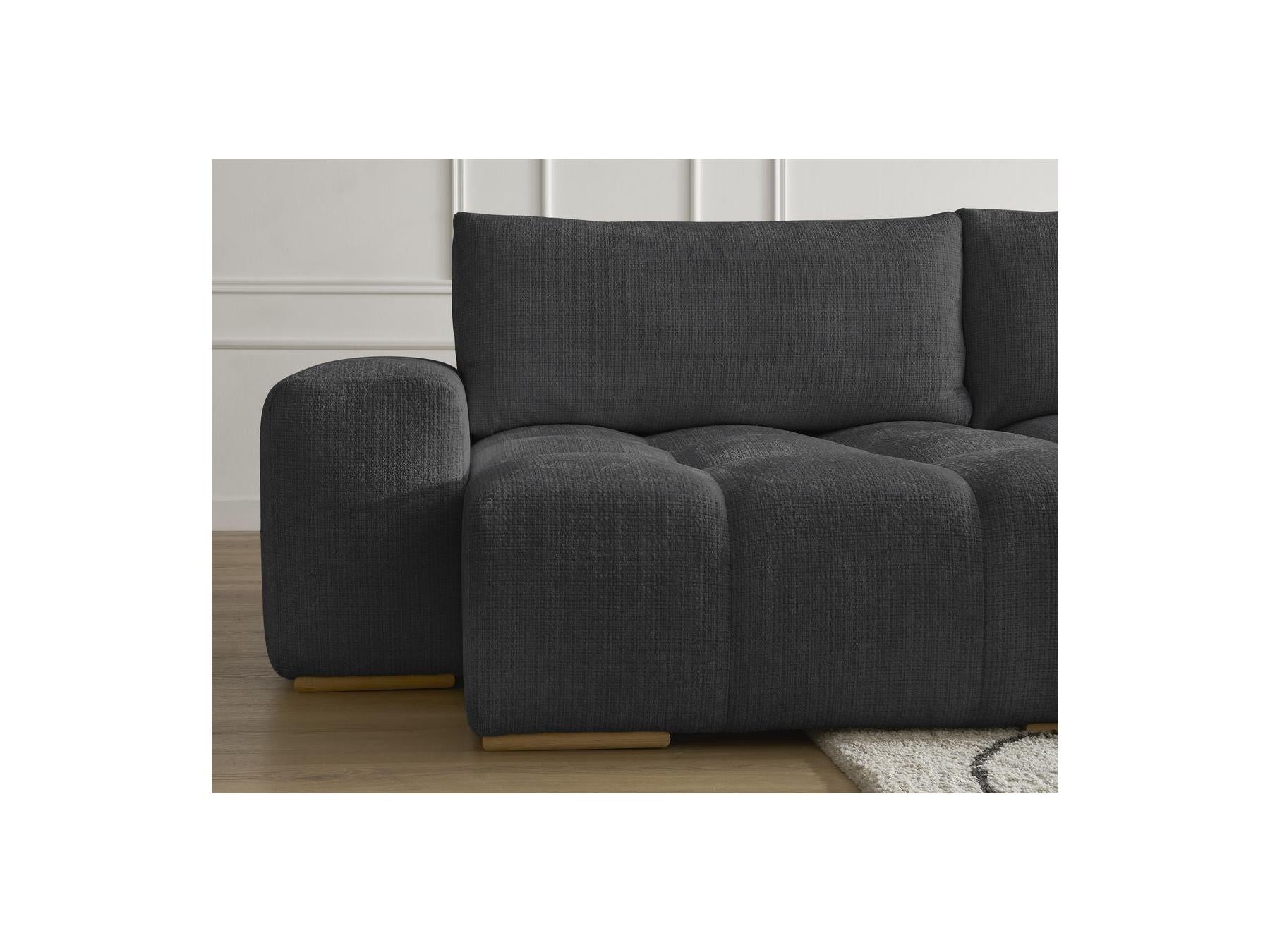 Anakin - Canapé Panoramique Convertible Coffre - Tissu Texturé - 3 Coussins