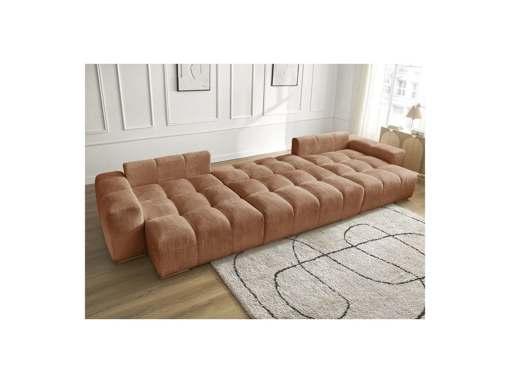 Anakin - Canapé Panoramique Convertible Coffre - Tissu Texturé - 3 Coussins