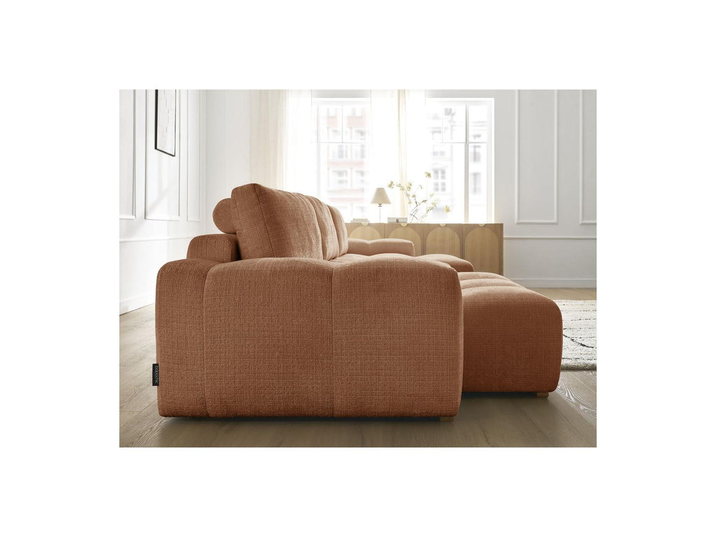 Anakin - Canapé Panoramique Convertible Coffre - Tissu Texturé - 3 Coussins