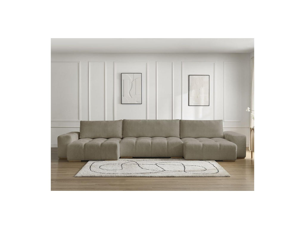 Anakin - Canapé Panoramique Convertible Coffre - Tissu Texturé - 3 Coussins