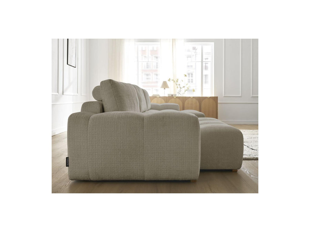 Anakin - Canapé Panoramique Convertible Coffre - Tissu Texturé - 3 Coussins