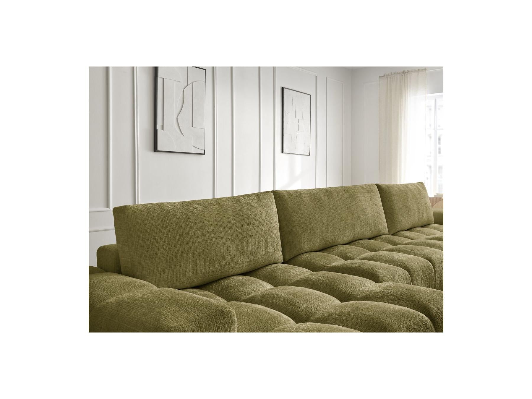 Anakin - Canapé Panoramique Convertible Coffre - Tissu Texturé - 3 Coussins