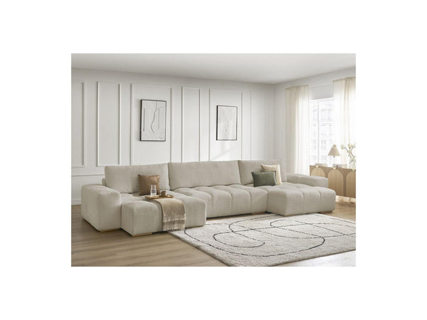 Anakin - Fixed Panoramic Sofa - Textured Fabric - 3 Cushions