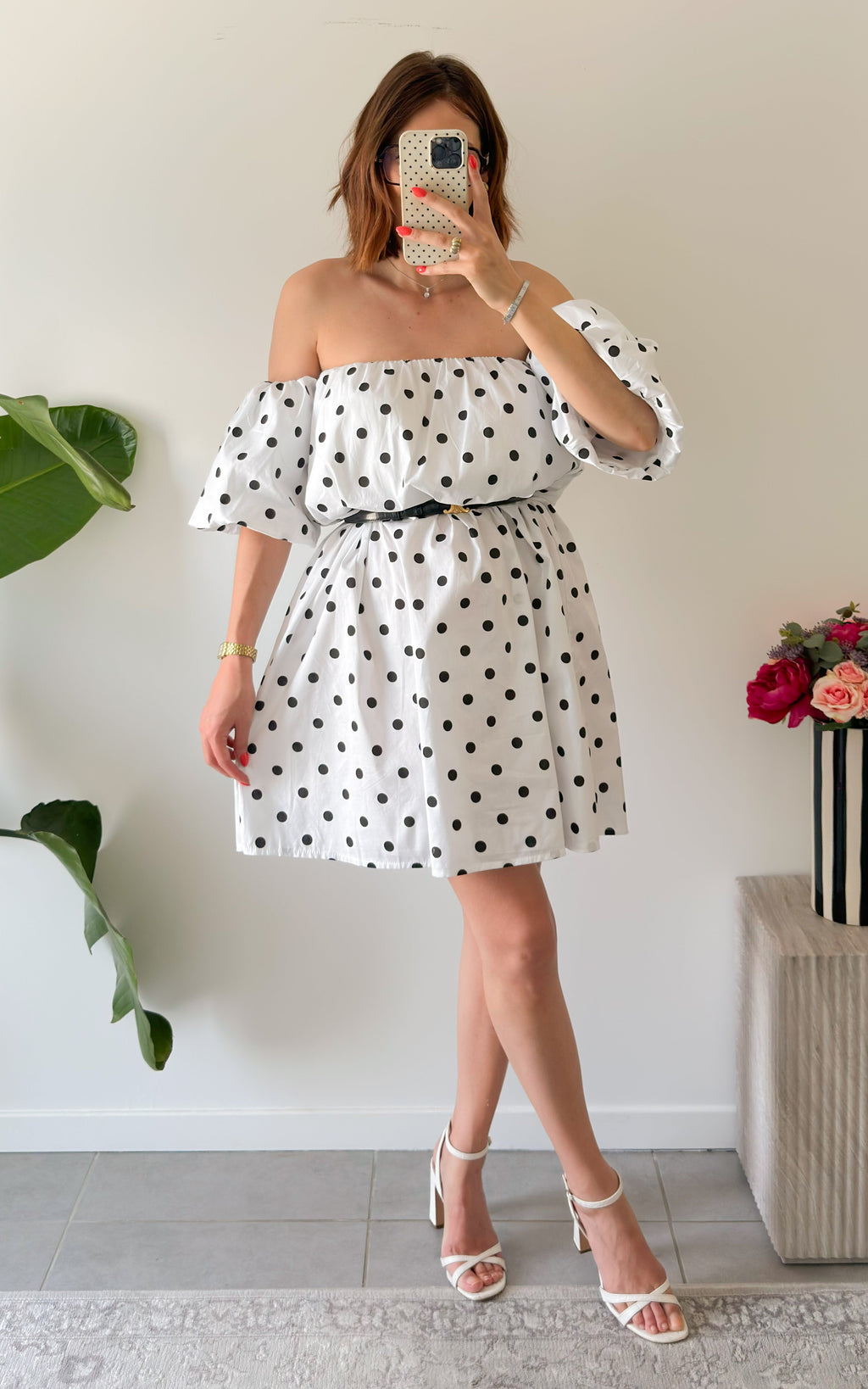 Vestido De Lunares Gijon - Negro Y Blanco