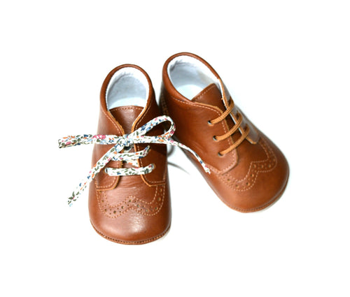 Mini-Adonis Soft Non-Slip Baby Slippers - Cognac Leather - Mixed
