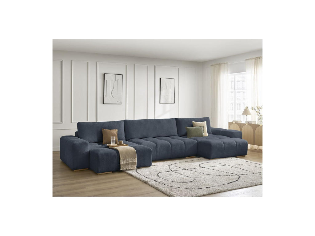 Anakin - Canapé Panoramique Fixe - Tissu Texturé - 3 Coussins