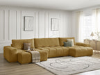Anakin - Canapé Panoramique Fixe - Tissu Texturé - 3 Coussins