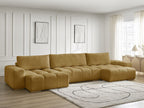 Anakin - Canapé Panoramique Fixe - Tissu Texturé - 3 Coussins