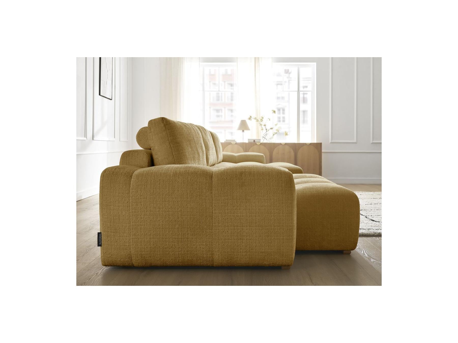 Anakin - Canapé Panoramique Fixe - Tissu Texturé - 3 Coussins