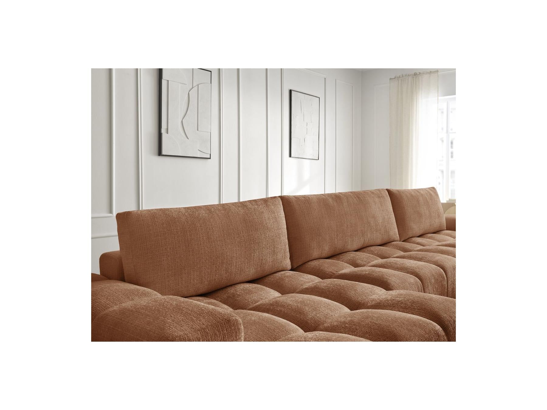 Anakin - Canapé Panoramique Fixe - Tissu Texturé - 3 Coussins