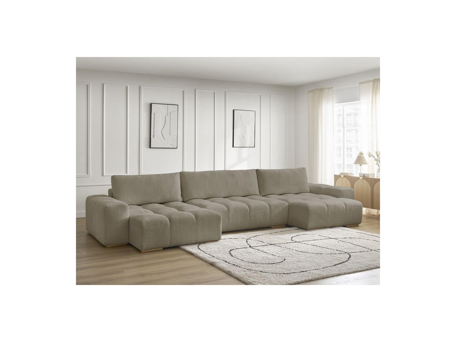 Anakin - Canapé Panoramique Fixe - Tissu Texturé - 3 Coussins