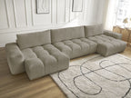 Anakin - Canapé Panoramique Fixe - Tissu Texturé - 3 Coussins