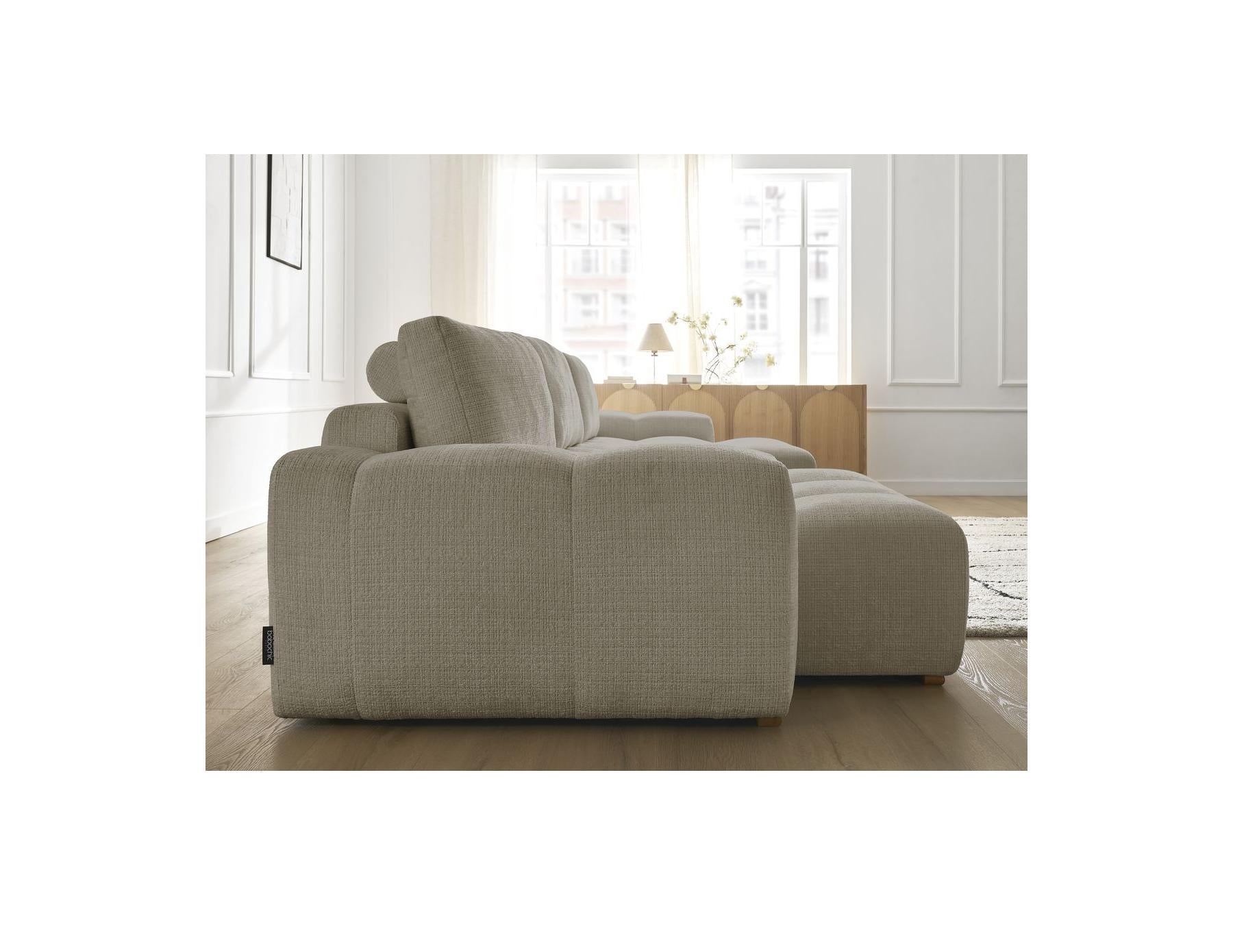 Anakin - Canapé Panoramique Fixe - Tissu Texturé - 3 Coussins