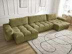 Anakin - Canapé Panoramique Fixe - Tissu Texturé - 3 Coussins