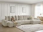 Anakin - Canapé Panoramique Fixe - Tissu Texturé - 10 Coussins