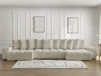 Anakin - Canapé Panoramique Fixe - Tissu Texturé - 10 Coussins