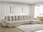 Anakin - Canapé Panoramique Fixe - Tissu Texturé - 10 Coussins