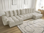Anakin - Canapé Panoramique Fixe - Tissu Texturé - 10 Coussins