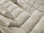 Anakin - Canapé Panoramique Fixe - Tissu Texturé - 10 Coussins