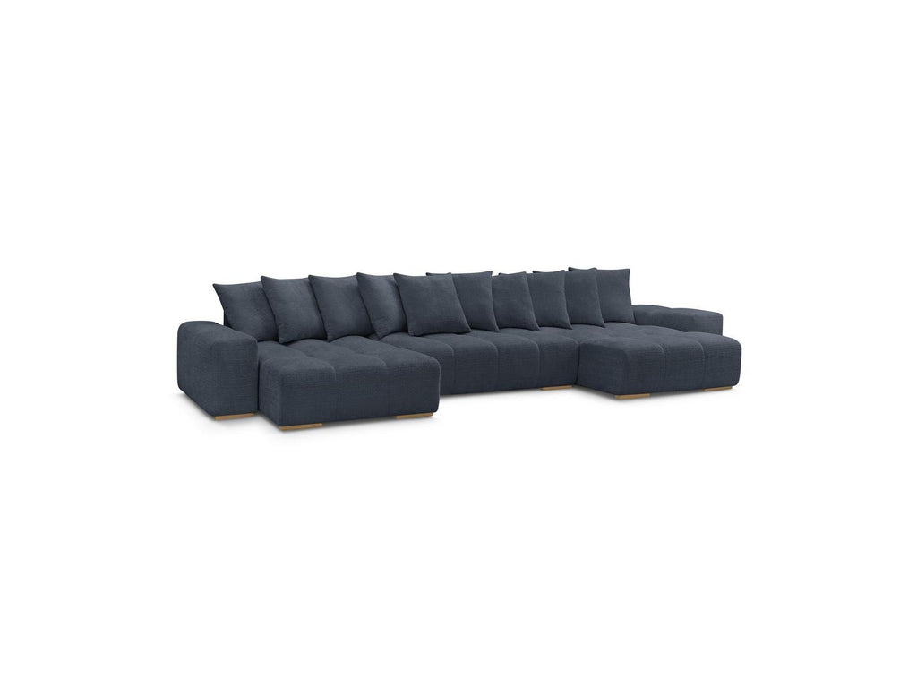 Anakin - Canapé Panoramique Fixe - Tissu Texturé - 10 Coussins