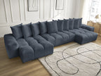 Anakin - Canapé Panoramique Fixe - Tissu Texturé - 10 Coussins
