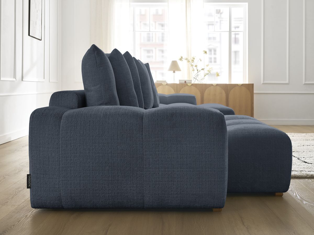 Anakin - Canapé Panoramique Fixe - Tissu Texturé - 10 Coussins