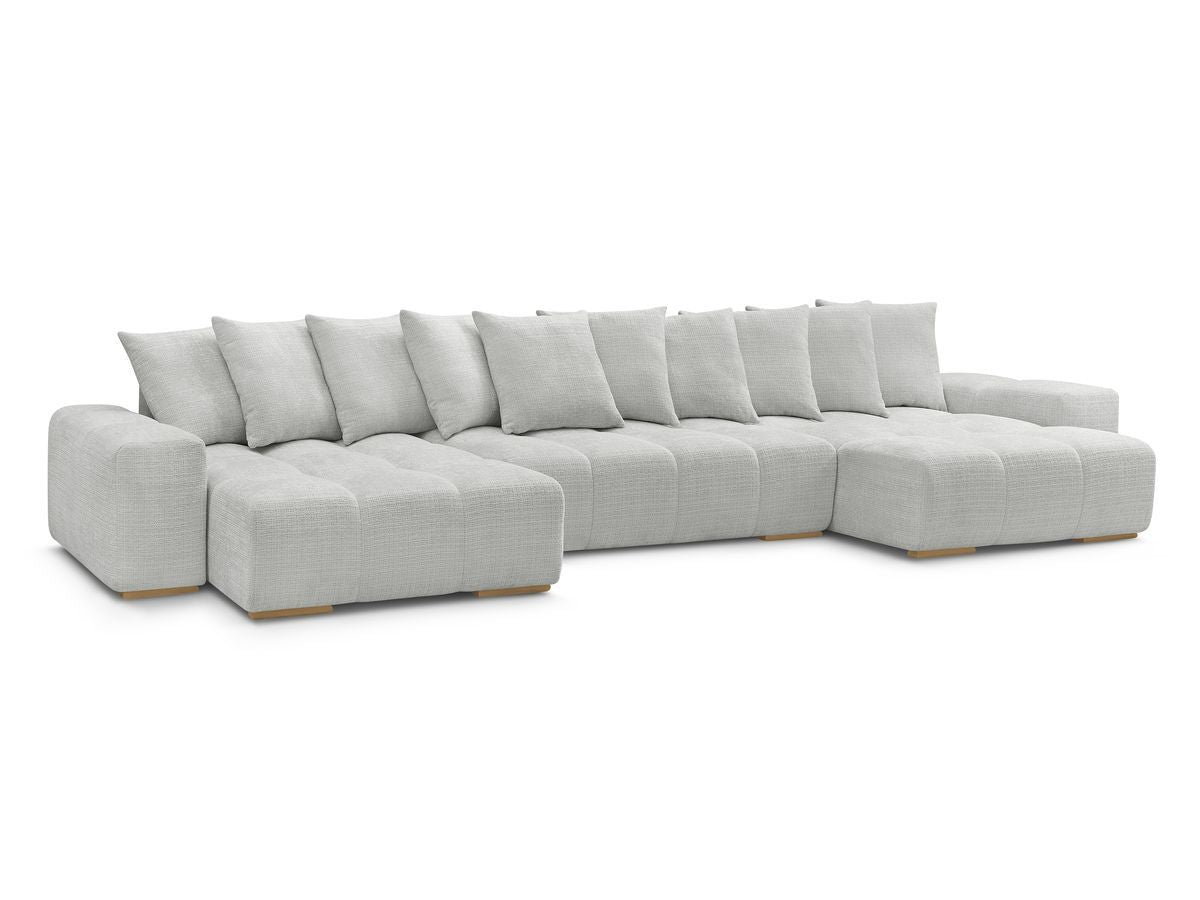 Anakin - Canapé Panoramique Fixe - Tissu Texturé - 10 Coussins