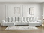 Anakin - Canapé Panoramique Fixe - Tissu Texturé - 10 Coussins