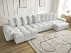 Anakin - Canapé Panoramique Fixe - Tissu Texturé - 10 Coussins