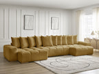Anakin - Canapé Panoramique Fixe - Tissu Texturé - 10 Coussins