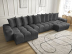 Anakin - Canapé Panoramique Fixe - Tissu Texturé - 10 Coussins