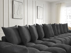Anakin - Canapé Panoramique Fixe - Tissu Texturé - 10 Coussins