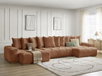 Anakin - Canapé Panoramique Fixe - Tissu Texturé - 10 Coussins