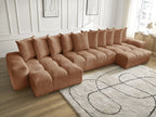 Anakin - Canapé Panoramique Fixe - Tissu Texturé - 10 Coussins